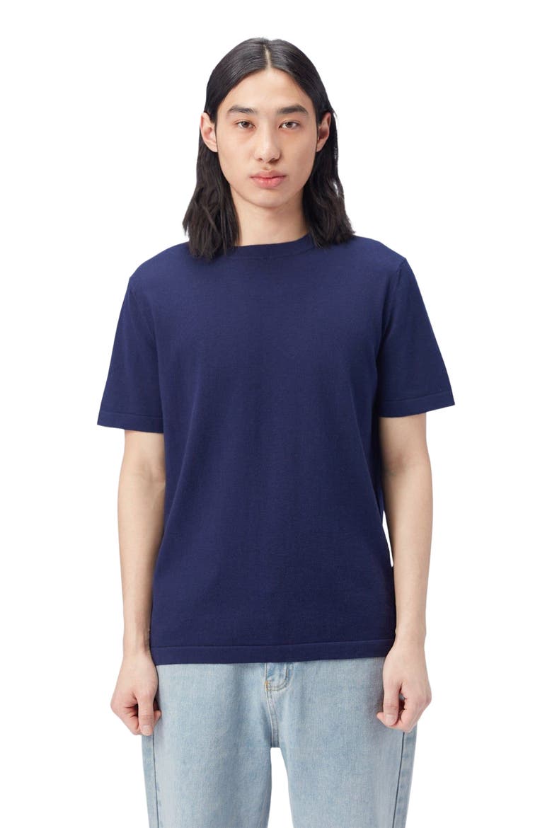 Men's Cotton Silk Cashmere Blend T-shirt, Alternate, color, navy