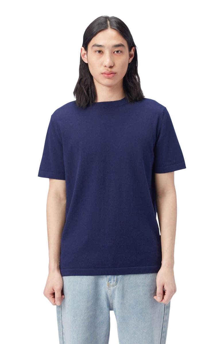 GOBI Mongolian Cashmere Men's Cotton Silk Cashmere Blend T-shirt, Main, color, Navy