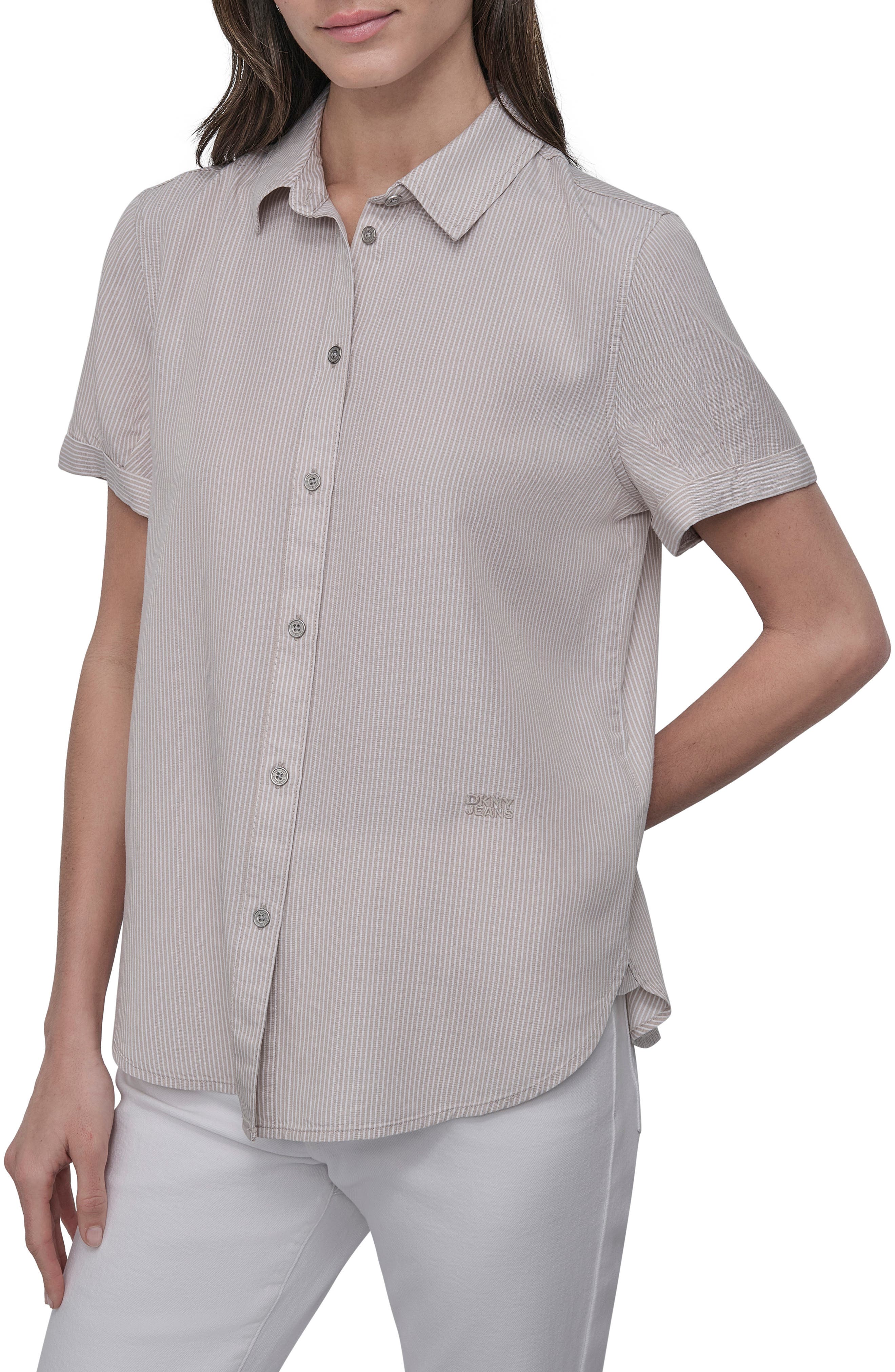 DKNY Jeans Cuff Sleeve Chambray Shirt
