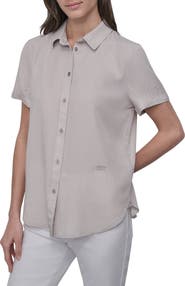 DKNY Jeans Cuff Sleeve Chambray Shirt