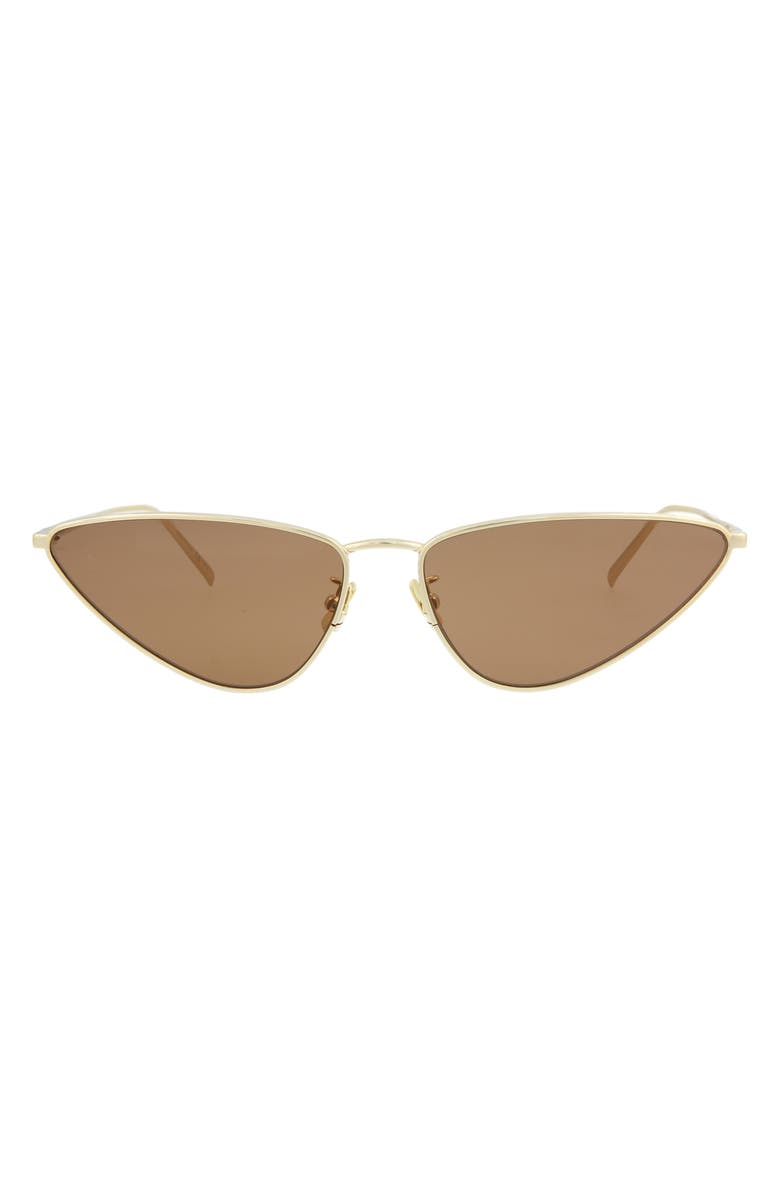 Saint Laurent 63mm Cat Eye Sunglasses, Main, color, Gold Gold Brown