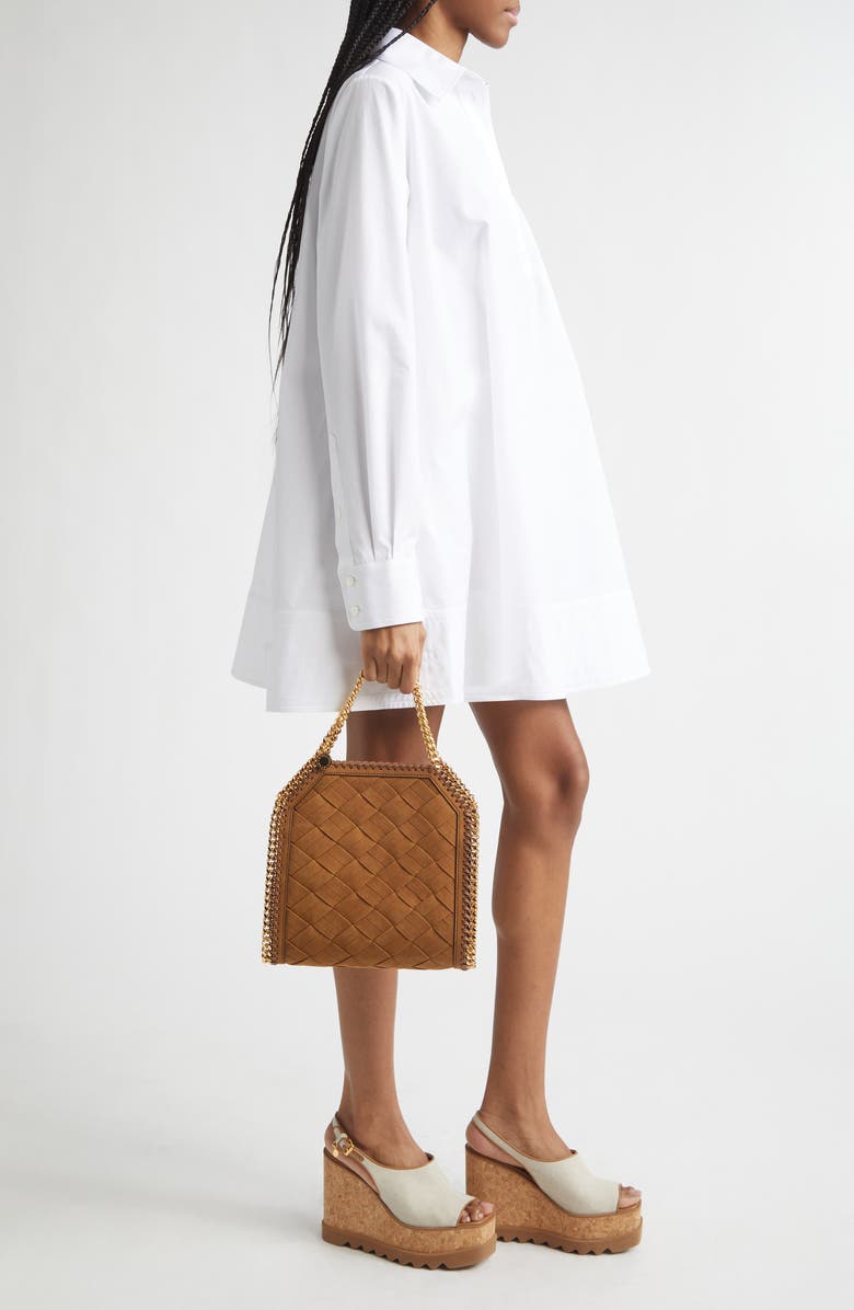 Stella McCartney Mini Falabella Woven Faux Suede Crossbody Bag, Alternate, color, Brandy