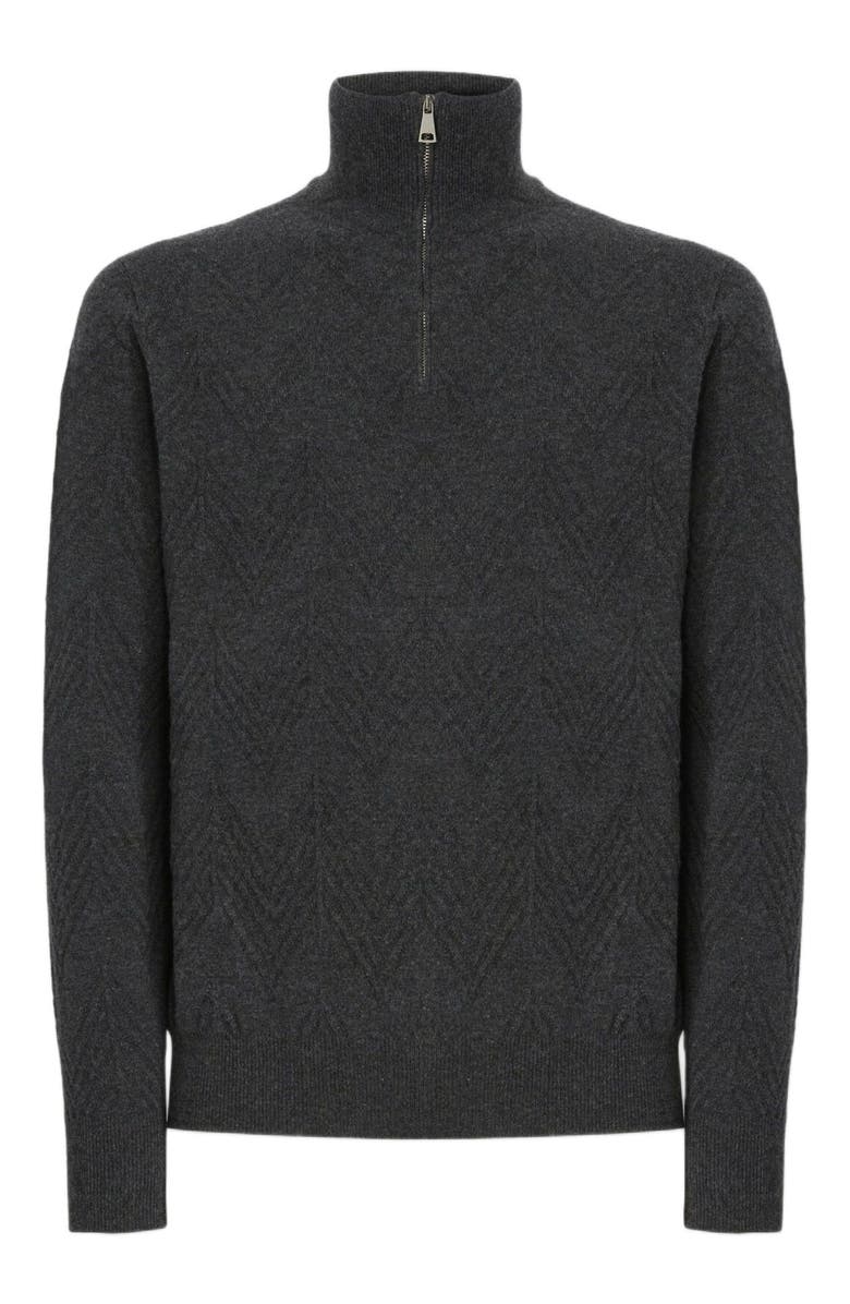 Missoni Half-zip Sweater With Tone-on-tone Zigzag Pattern, Alternate, color, Grey
