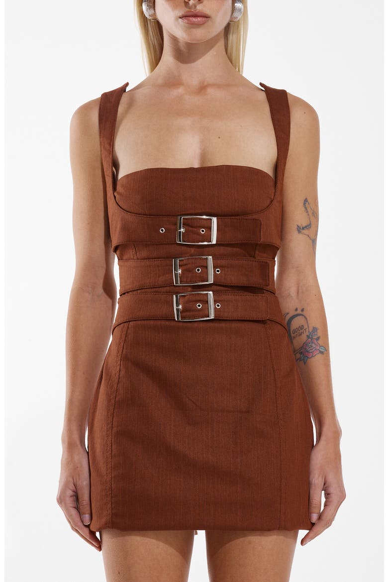 Cindy Harness Strap Minidress, Alternate, color, RUST