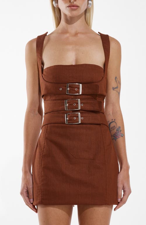 By.dyln Cindy Harness Strap Minidress In Rust