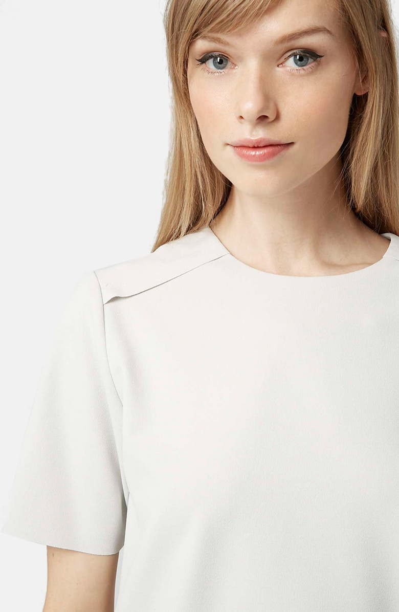 Topshop Raw Edge Short Sleeve Shirt, Alternate, color,