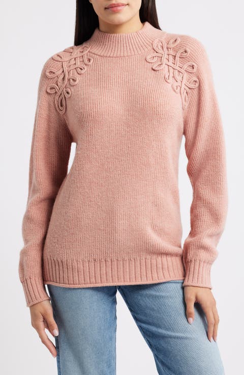 Soutache Mock Neck Sweater