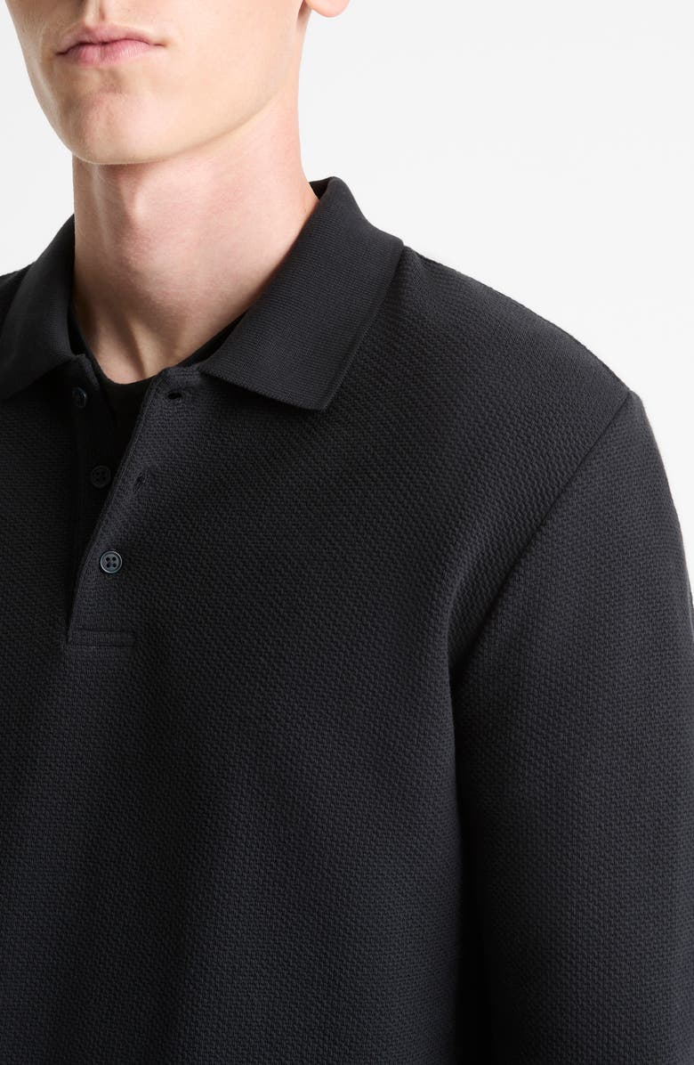 Vince Long Sleeve Basketweave Polo, Alternate, color, Coastal