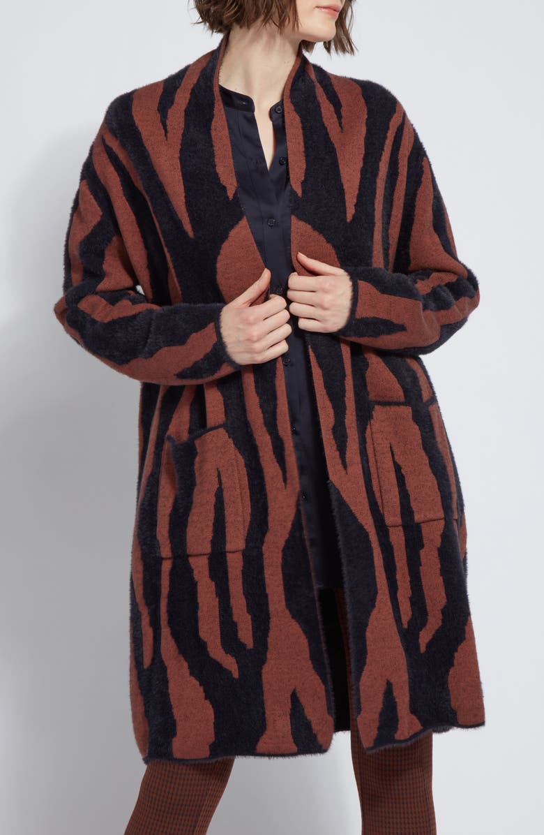 Lysse ́ Precious Animal Jacquard Open Front Sweater Coat, Alternate, color, 