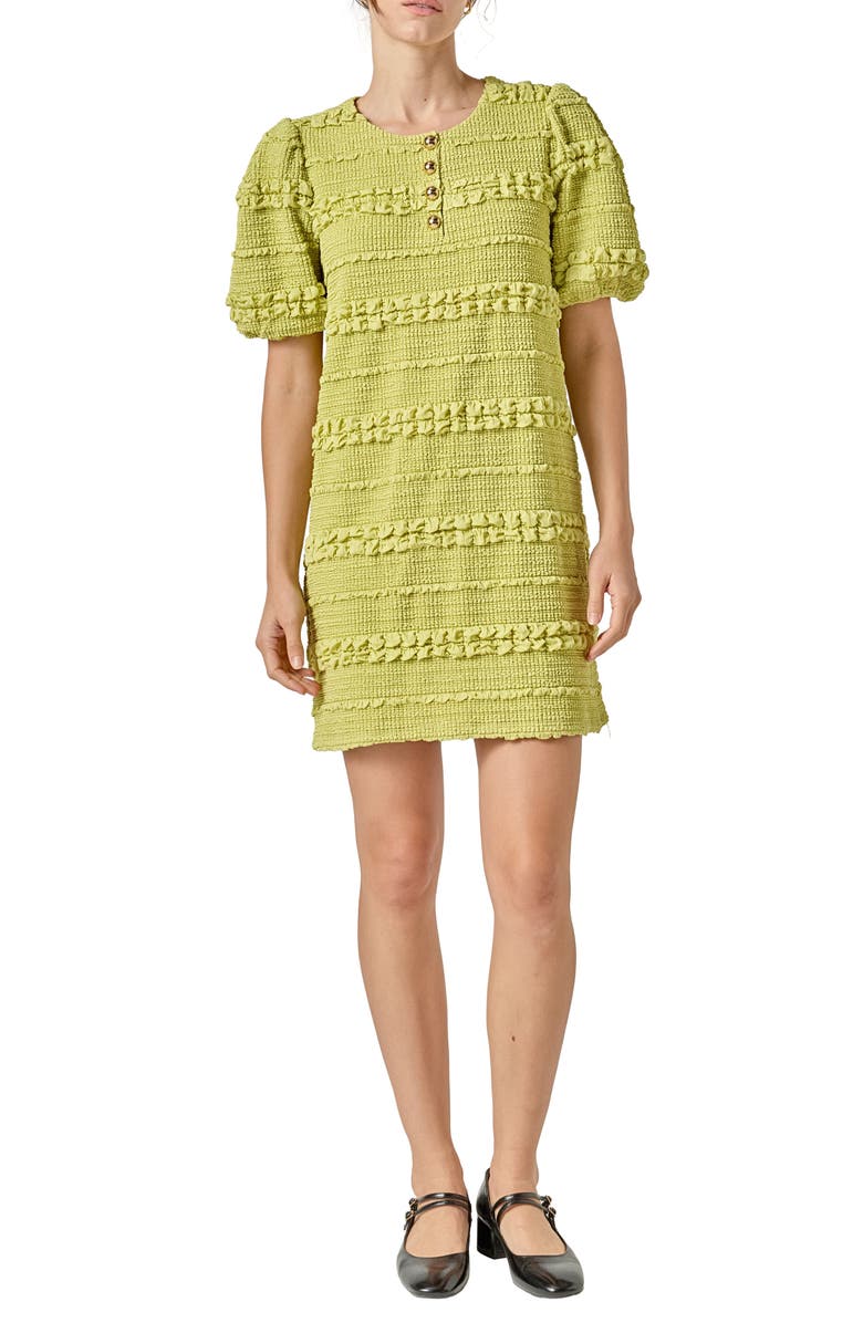 English Factory Smocked Minidress, Main, color, Pistachio