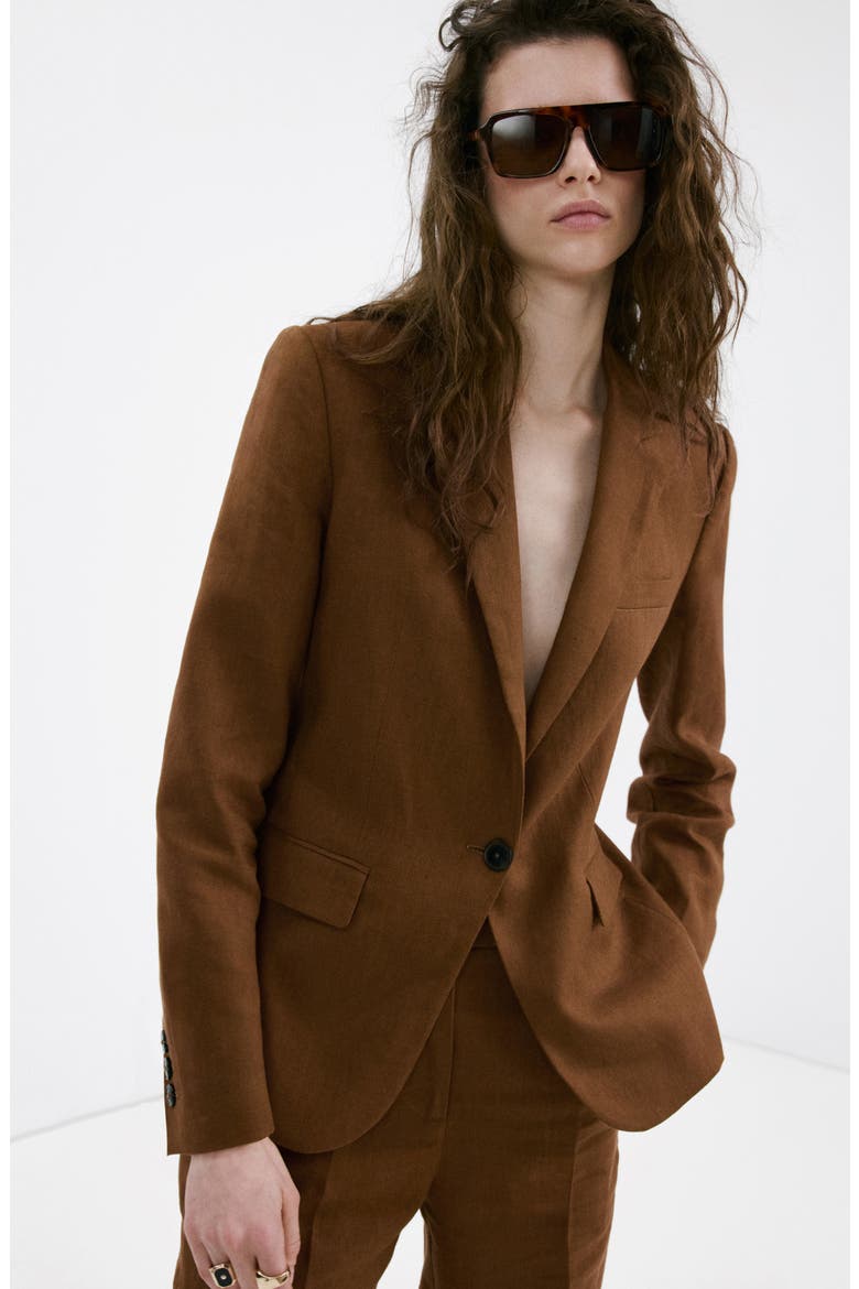Linen Suit Blazer, Alternate, color, BROWN
