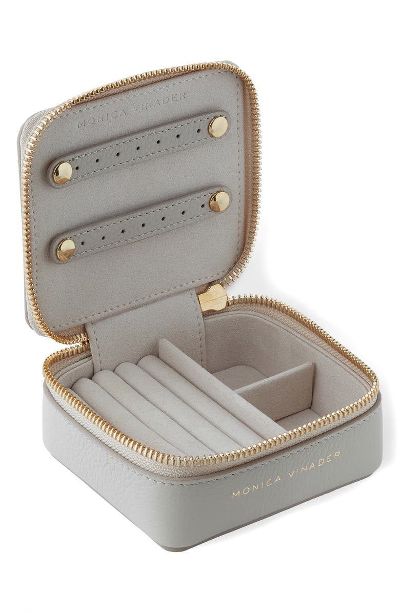Monica Vinader Leather Jewelry Box, Alternate, color, Pebble Grey