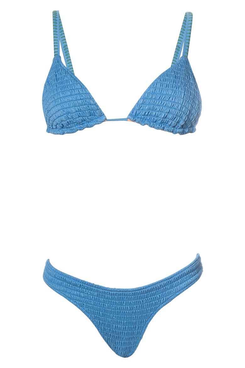 Ocean Drift Row Smocked Reversible Bikini Top, Alternate, color, BLUE