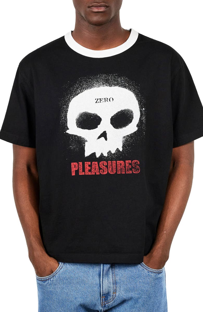 PLEASURES Single Skull Heavyweight Cotton Jersey Ringer Graphic T-Shirt, Main, color, Black