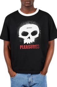 PLEASURES X Zero Skateboards Single Skull Heavyweight Cotton Jersey Ringer Graphic T-Shirt
