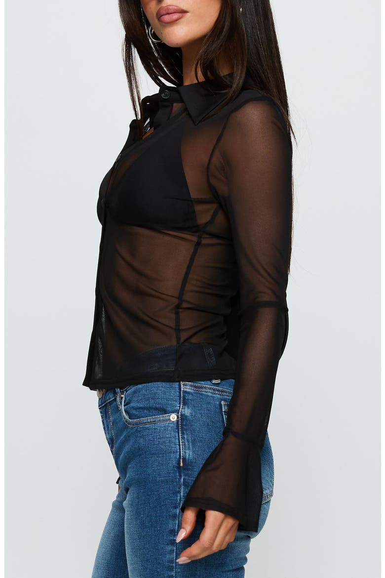 Two of Us Sheer Long Sleeve Shirt, Alternate, color, BLACK