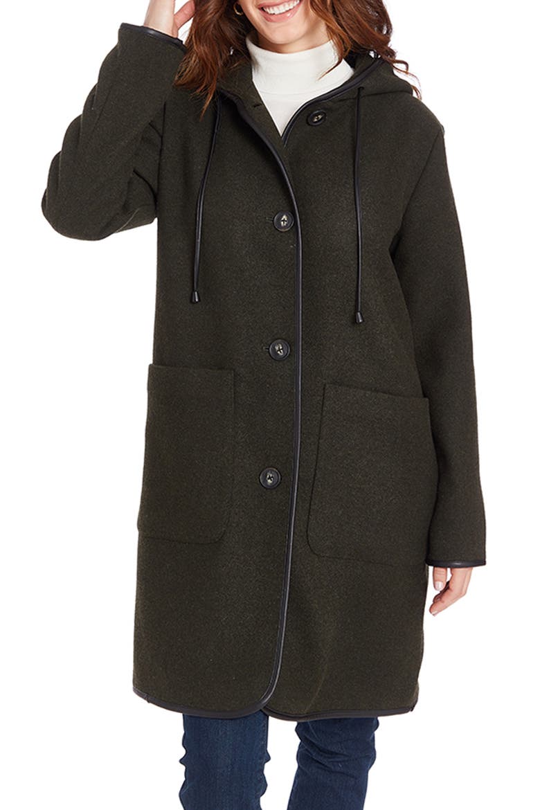 Water Resistant Duffle Coat, Main, color, FOREST GREEN