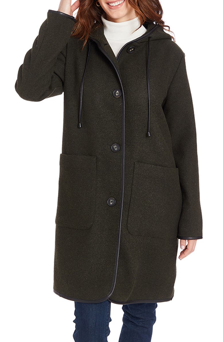 Frye Water Resistant Duffle Coat, Main, color, Forest Green