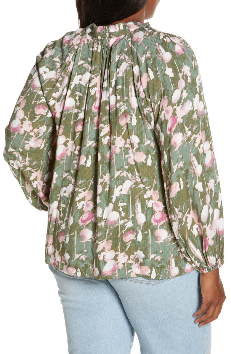 Caslon<sup>®</sup> Floral Print Split Neck Shirt, Alternate, color,