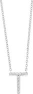 EFFY Sterling Silver Diamond 'T' Initial Pendant Necklace