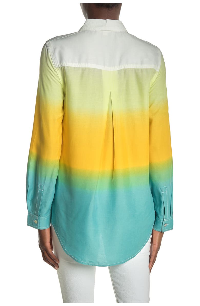 beachlunchlounge Chalanna Dip Dye Long Sleeve Shirt, Alternate, color, Golden Ombre