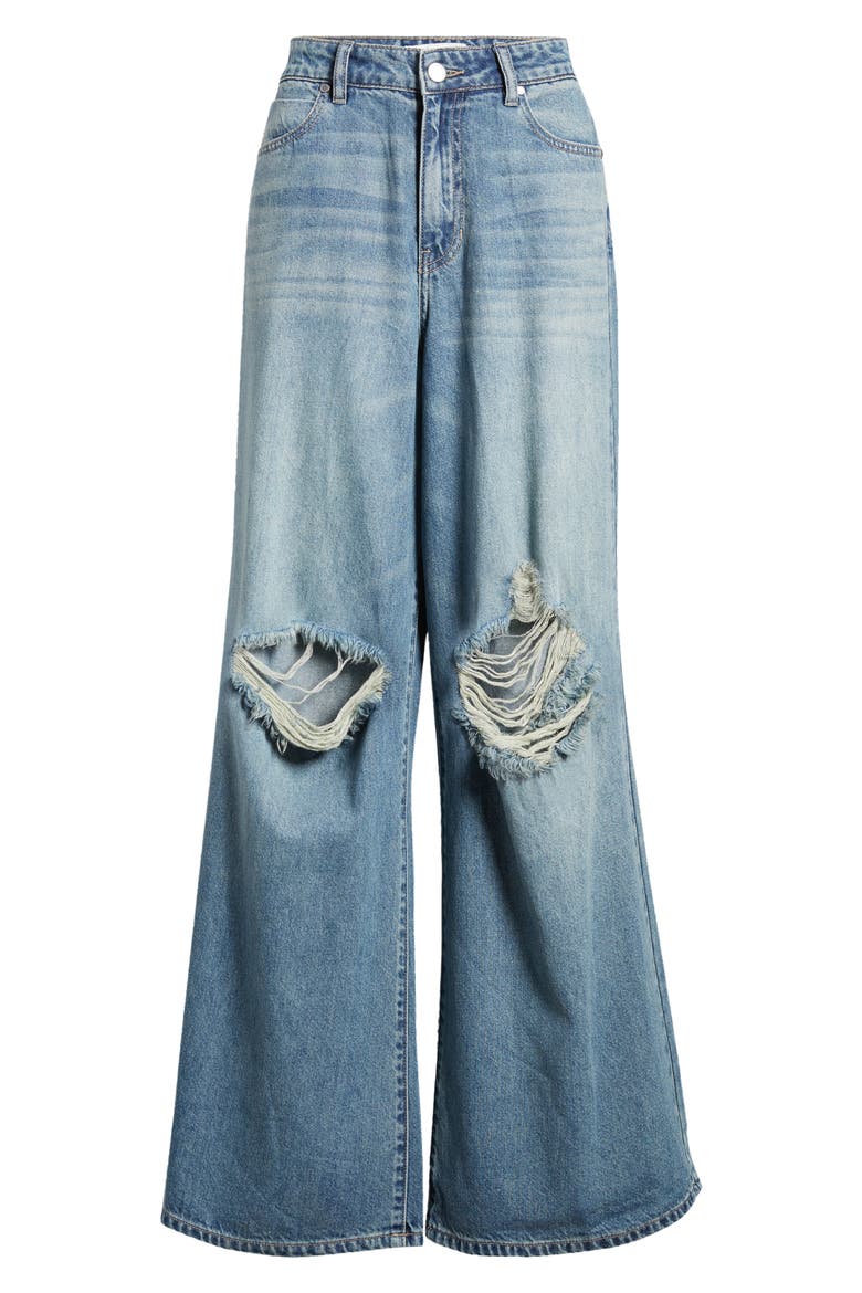 Ripped Ultrabaggy Wide Leg Jeans, Alternate, color, MED TINT WASH