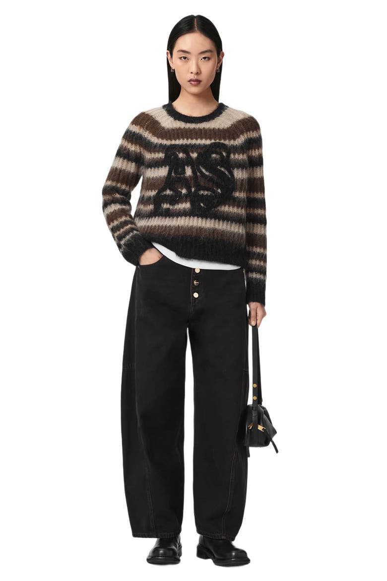 Rega AS Logo Striped Sweater, Alternate, color, FAWN BROWN