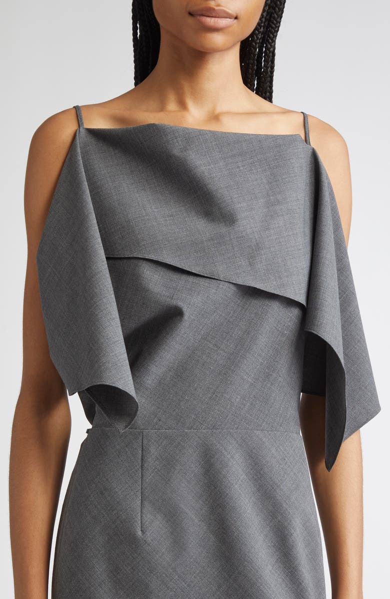 MM6 Maison Margiela Folded Convertible Stretch Gabardine Dress, Alternate, color, Dark Grey Melange