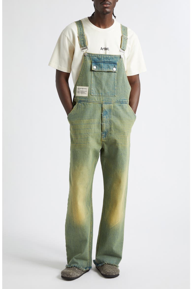 x Birkenstock The Artist Distressed Denim Overalls, Main, color, BLUE DIRTY WASH