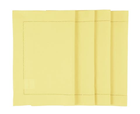 Cotton Linen Hemstitch Placemats, 14" x 19" Inch