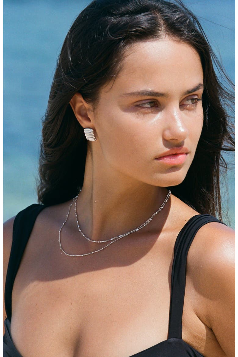 Double Beaded Choker, Alternate, color, Silver