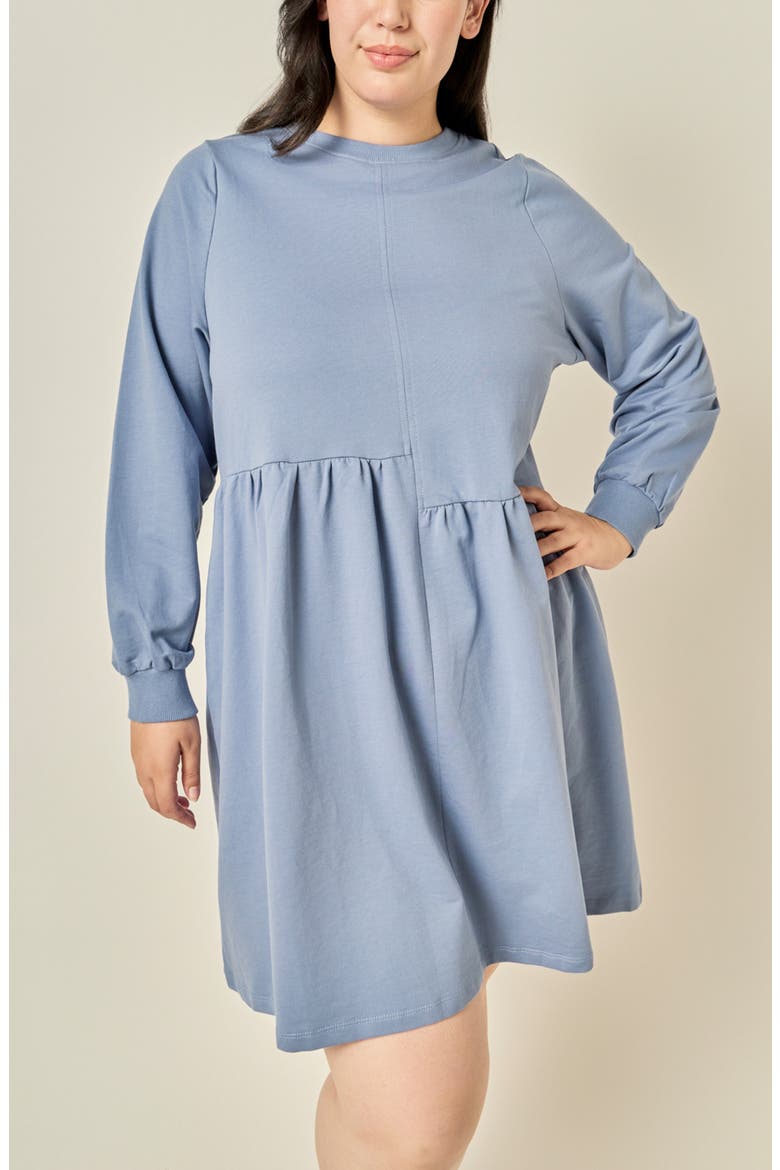 Asymmetrical Seam Knit Long Sleeve Dress, Alternate, color, DUSTY BLUE