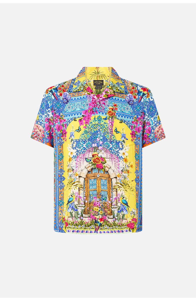 Camilla Short Sleeve Camp Collared Shirt, Main, color, Sultanahmet Summer