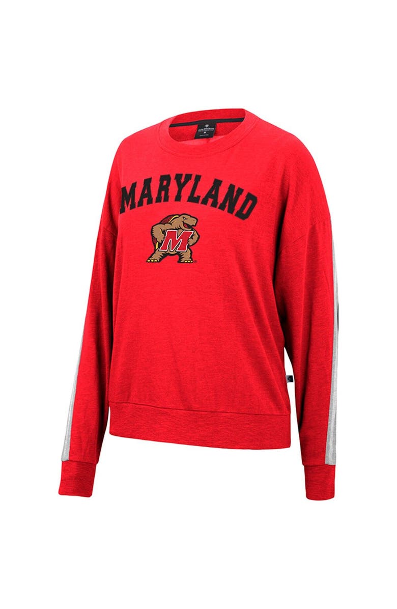 COLOSSEUM Women's Colosseum Heathered Red Maryland Terrapins Team Oversized Pullover Sweatshirt, Alternate, color, 