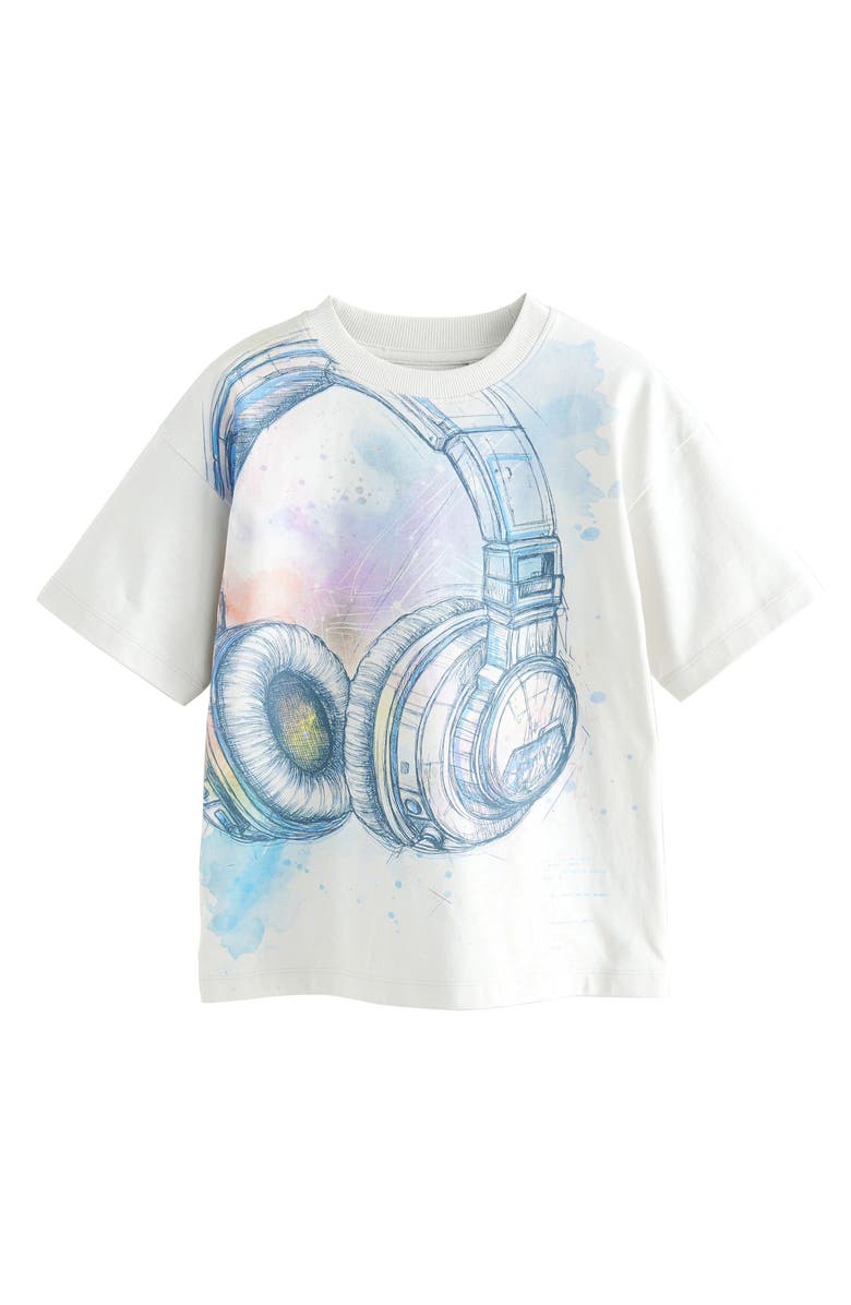 NEXT Kids' Headphones Cotton Graphic T-Shirt, Main, color, White
