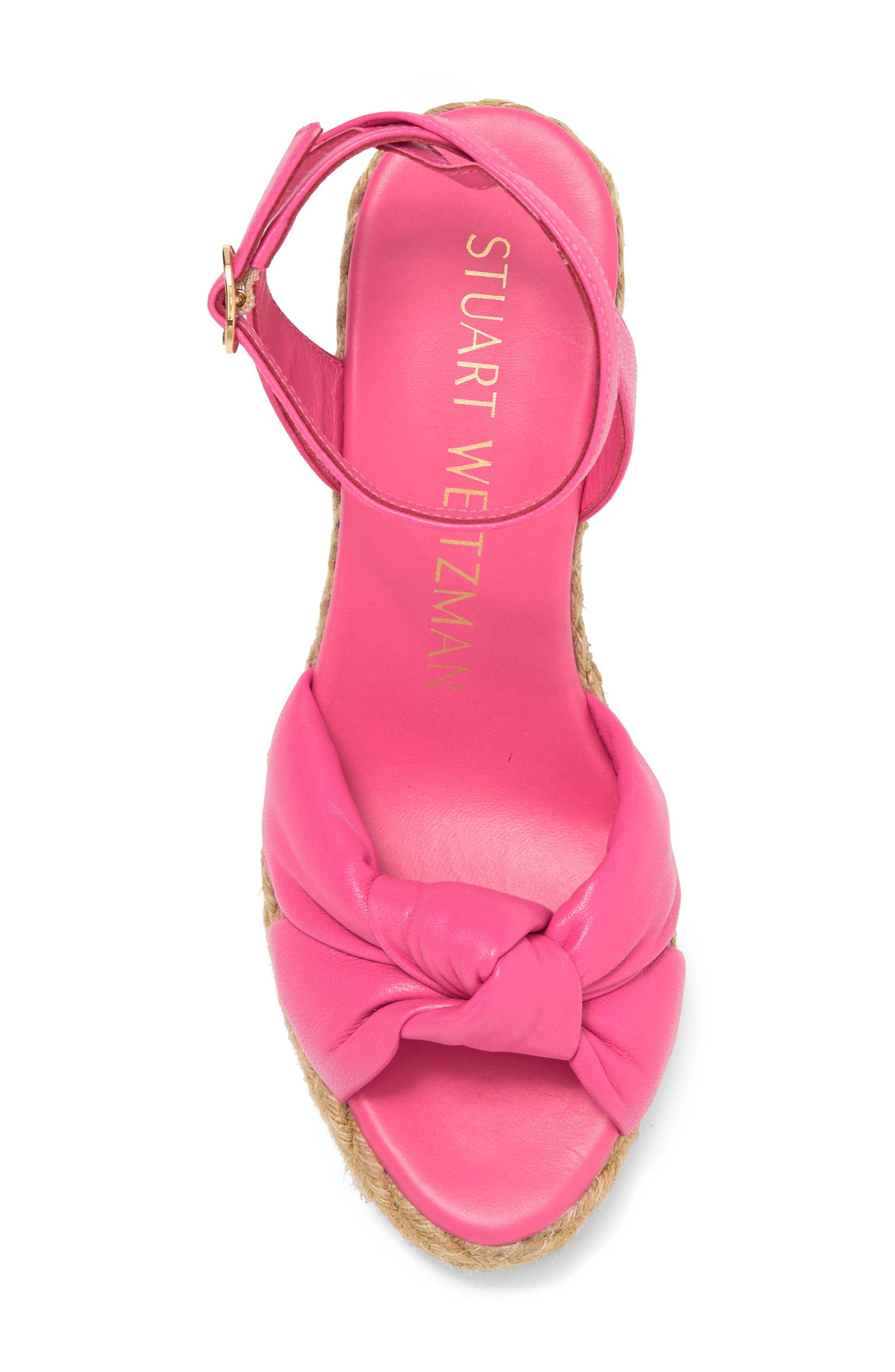 Stuart Weitzman Playa Espadrille Knot Wedge Sandal, Alternate, color, Hot Pink/ Natural