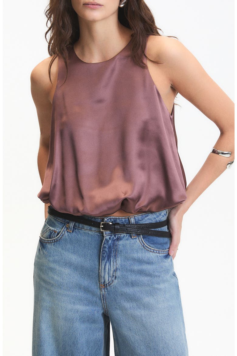 Leonard Crop Sleeveless Satin Top, Main, color, MAUVE TAUPE
