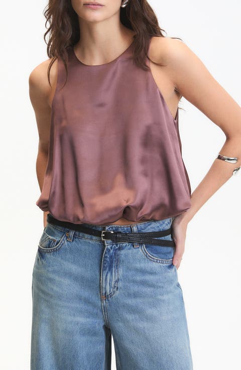 Leonard Crop Sleeveless Satin Top