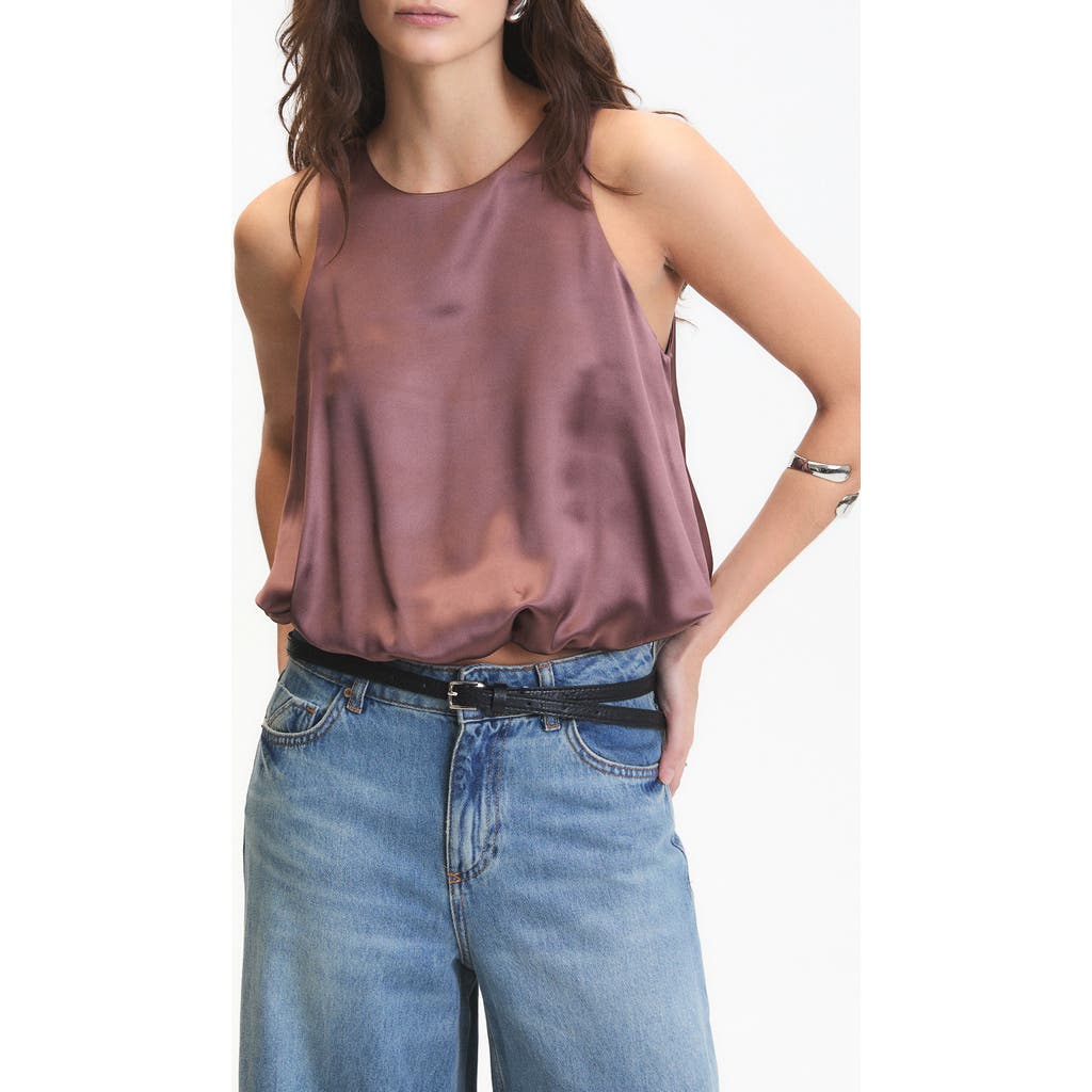 Deluc Leonard Crop Sleeveless Satin Top In Pink