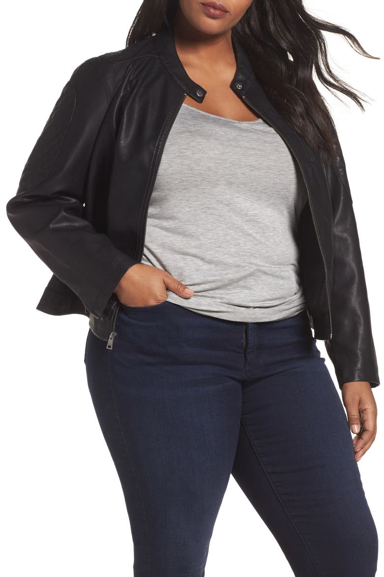 LEVIS® Faux Leather Moto Jacket, Main, color, BLACK