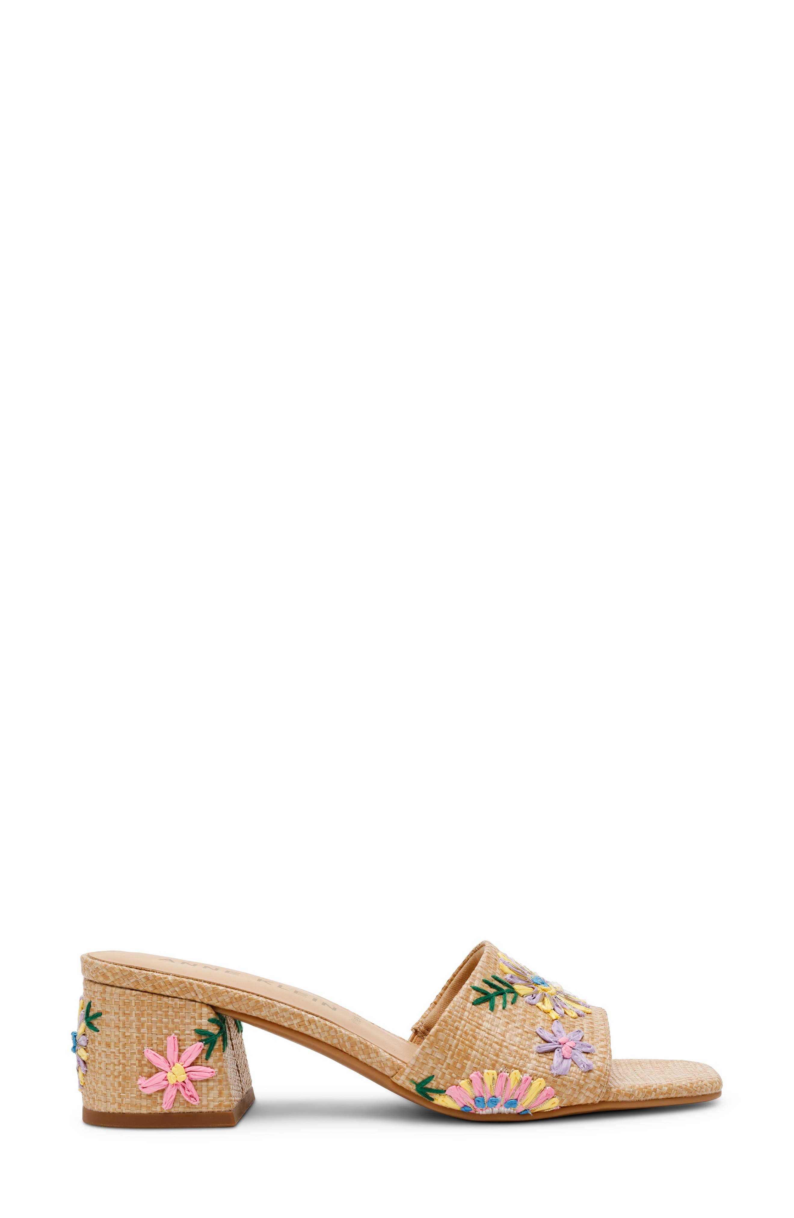 Anne Klein Dolls Block Heel Sandal, Alternate, color, Beige Multi