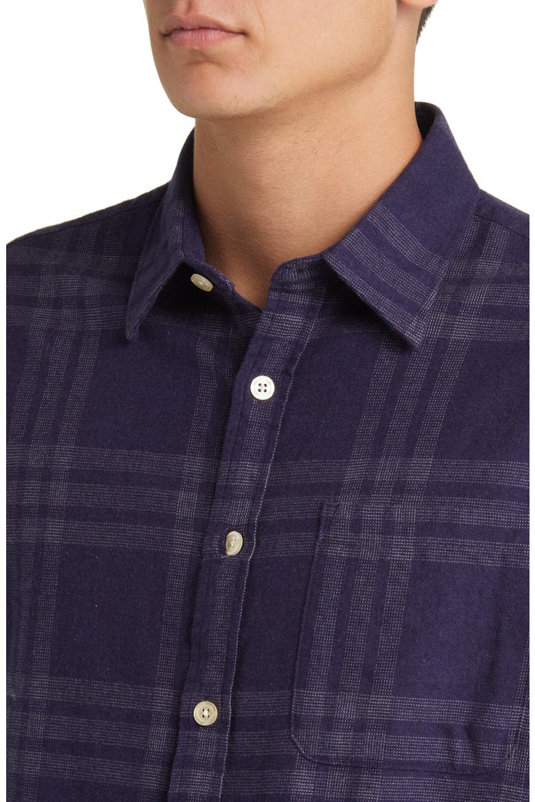 Deon 5465 Plaid Organic Cotton Flannel Button-Up Shirt, Alternate, color, NAVY CHECK