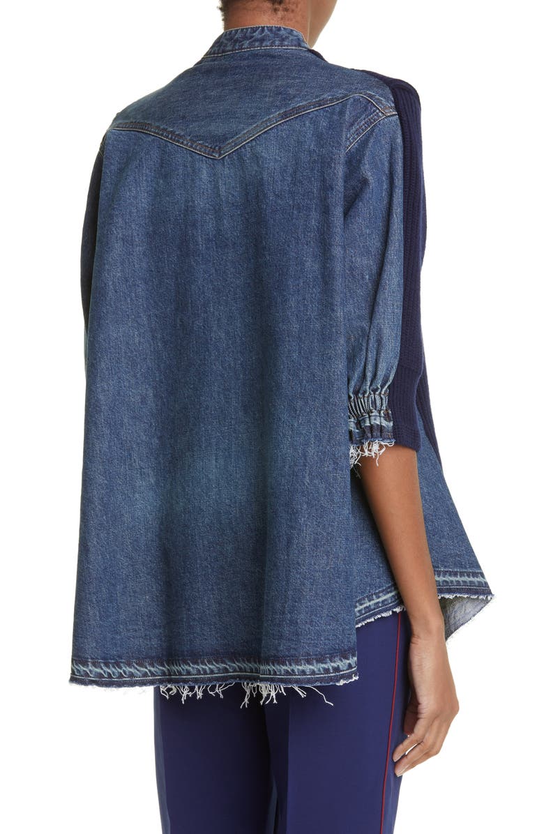 Sacai Mixed Media Wool & Denim Sweater, Alternate, color,