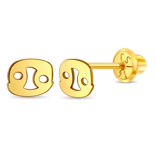 In Season Jewelry 14k Dainty Zodiac Sign Earrings in Gold Cancer at Nordstrom