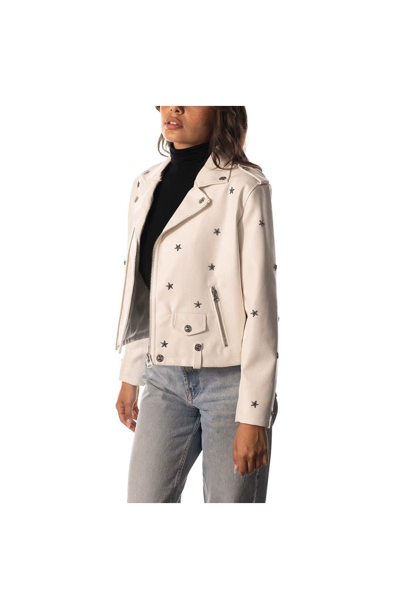 THE WILD COLLECTIVE Women's The Wild Collective  White Dallas Cowboys Faux Leather Full-Zip Racing Jacket, Alternate, color, White