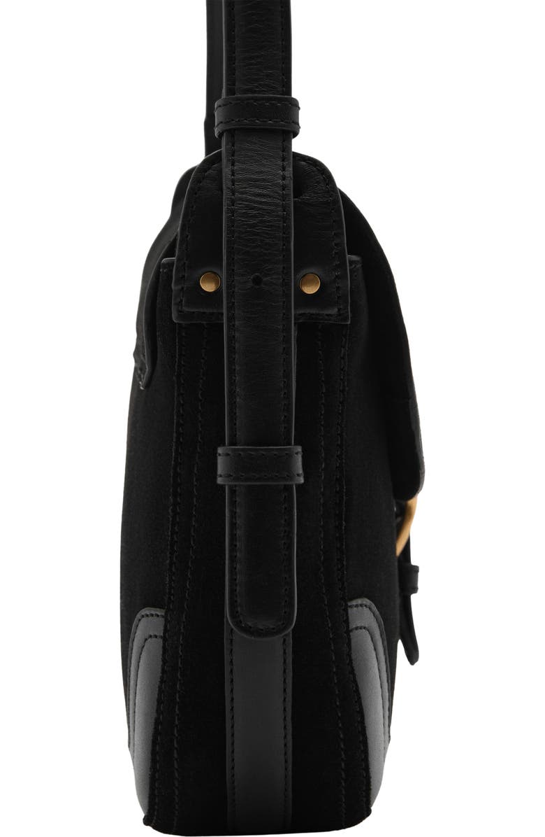 MANGO Buckle Strap Suede & Leather Shoulder Bag, Alternate, color,