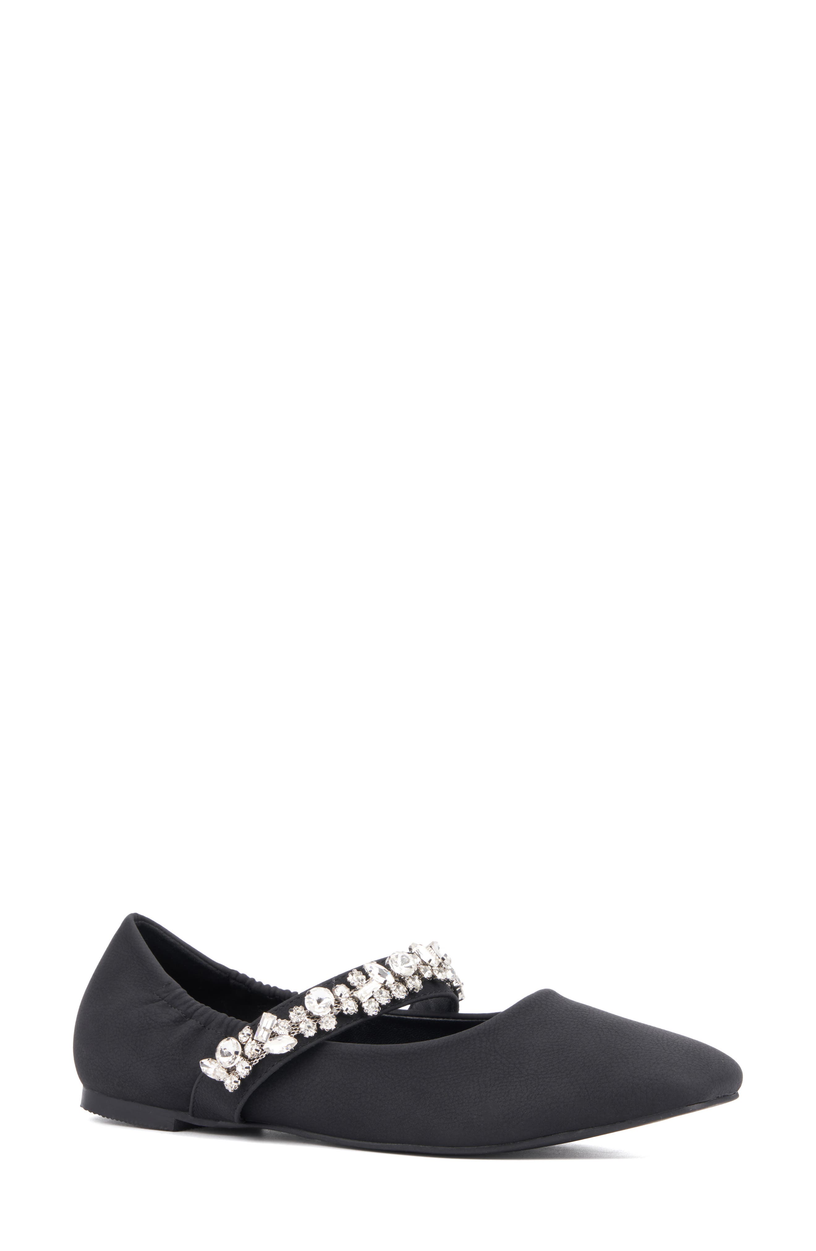 NEW YORK AND COMPANY Paxley Crystal Strap Flat, Main, color, Black