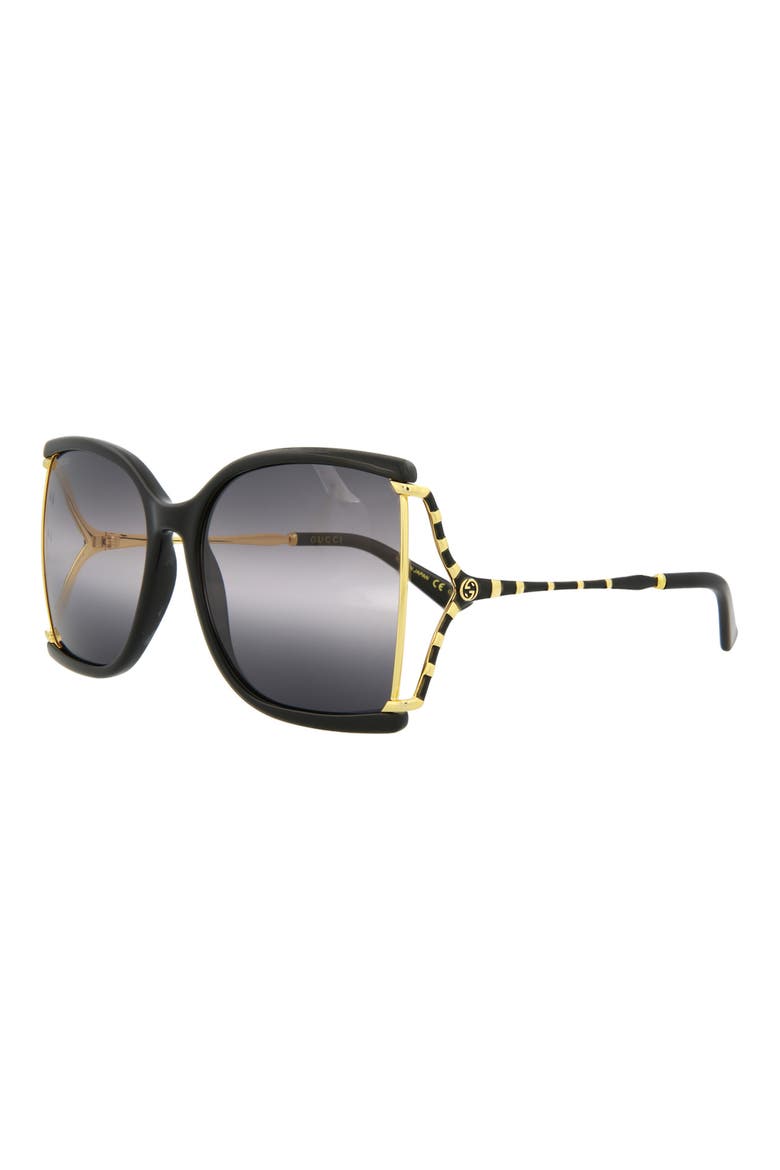 60mm Oversize Butterfly Sunglasses, Alternate, color, BLACK BLACK SMOKE