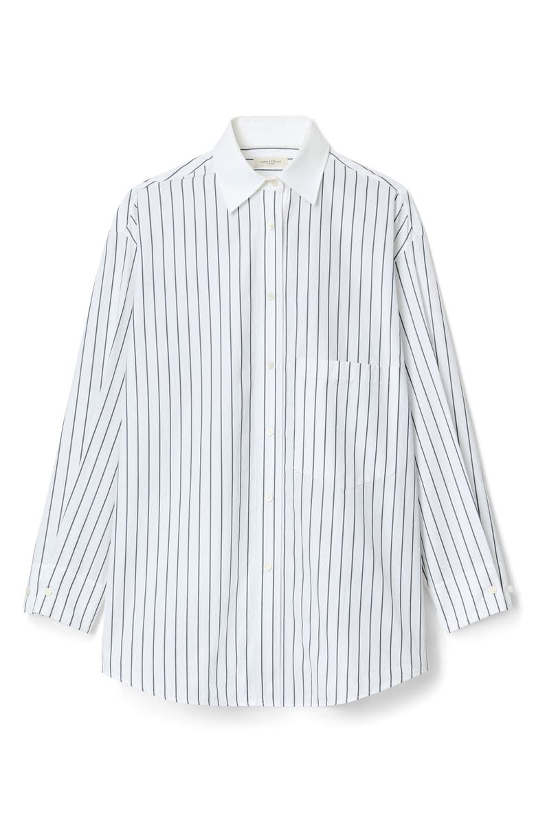 Lafayette 148 New York Oversize Stripe Cotton Button-Up Shirt, Alternate, color, Bluebell Multi