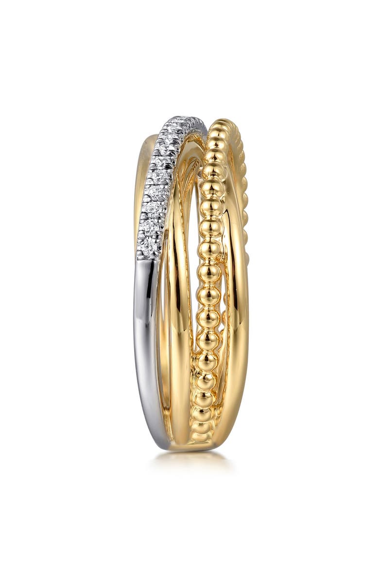 Bujukan Two-Tone 14K Gold & Diamond Crisscross Ring, Alternate, color, TWO TONE